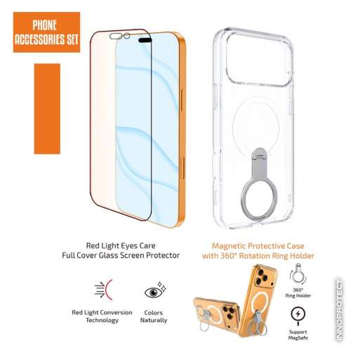 inno3c Apple iPhone 17 Pro Max Accessories Set 玻璃貼 及 手機保護套連環形支架