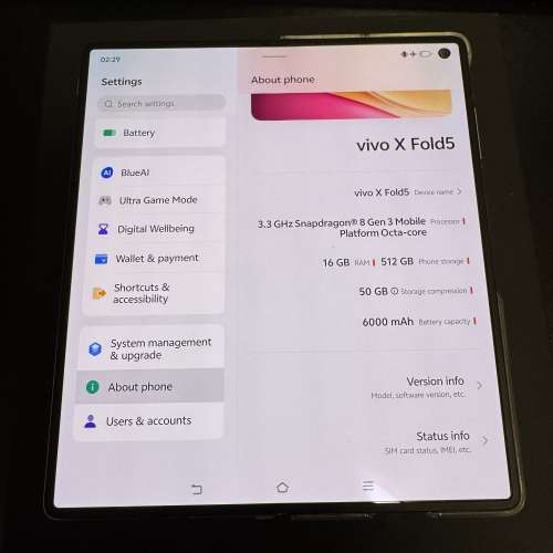 99%新Vivo X Fold 5 ，16 + 512 ，國行