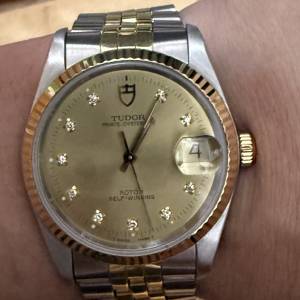 好𠃊新凈🤣 Tudor 74033 金鋼 鑽石字 勞的勞底 34mm 水晶玻璃 $6999