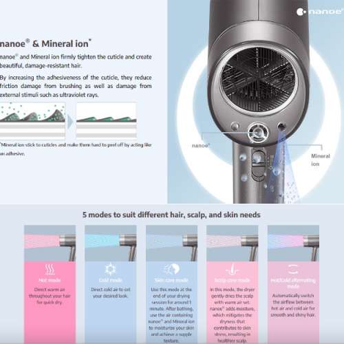 Panasonic nanoe&reg;    EH-NA9K Hair Dryer (nanoe&reg; and mineral ions(zinc)