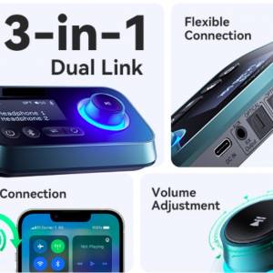 3-in-1 Bluetooth Transmitter Receiver  (Support DUAL Connection 🎧   🎧