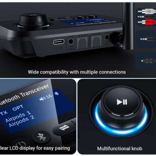 3-in-1 Bluetooth Transmitter Receiver  (Support DUAL Connection 🎧   🎧