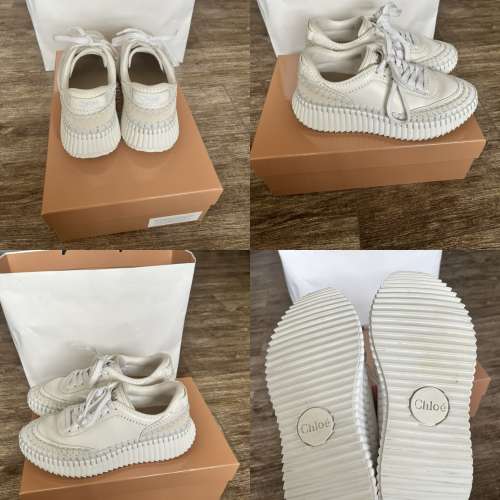 【2026專櫃有單全齊】正貨 Chlo&eacute; Nama Sneaker 全白厚底鞋 37碼
