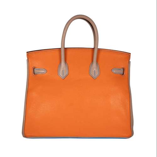 Herm&egrave;s Chevre Mysore Birkin 25 Tricolor Bleu Hydra/Gris Tourterelle/Mangue