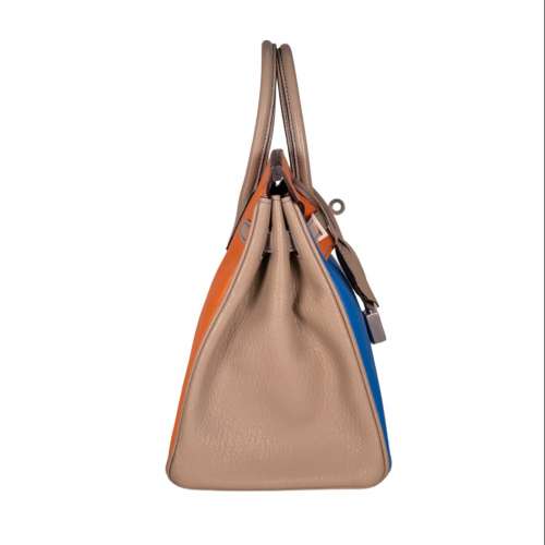 Herm&egrave;s Chevre Mysore Birkin 25 Tricolor Bleu Hydra/Gris Tourterelle/Mangue