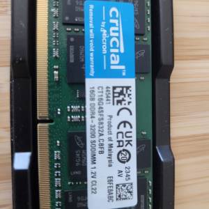 全新未用（只拆盒檢查）16G DDR4 3200 RAM laptop用