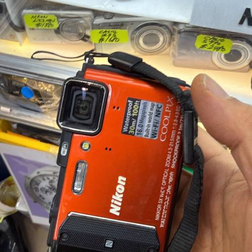 罕有99%新Nikon AW130 Camouflage 迷彩色和橙色 Wifi Waterproof Camera ( 無盒 )