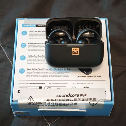 90%新 Anker Soundcore AeroClip 耳夾式藍牙耳機 LDAC EarClip耳機 黑色 長續航