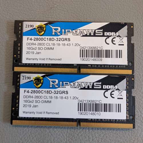 GSkill DDR4 SODIMM 2800 16GBx2 32GB一對