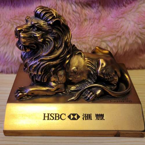 HSBC 匯豐銀行 紫銅實心獅子 擺設一對