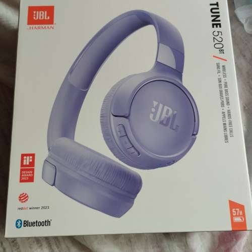 全新未開盒封 JBL Tune 520BT 無線頭戴式藍牙耳機（紫色）