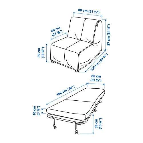 IKEA 梳化床 一張 連椅套(圖中綠色)
