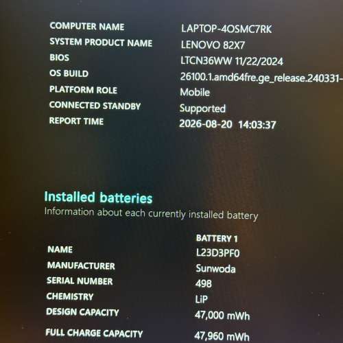 (不議價) Lenovo IdeaPad Slim 3 i5-1334U電池健康100% 8G RAM 512GB SSD
