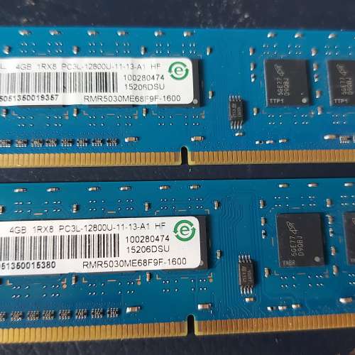 One pair of Ramaxel DDR3L 1600MHz  PC3L-12800 4GB RAM 一對 4GB 共 : 8GB