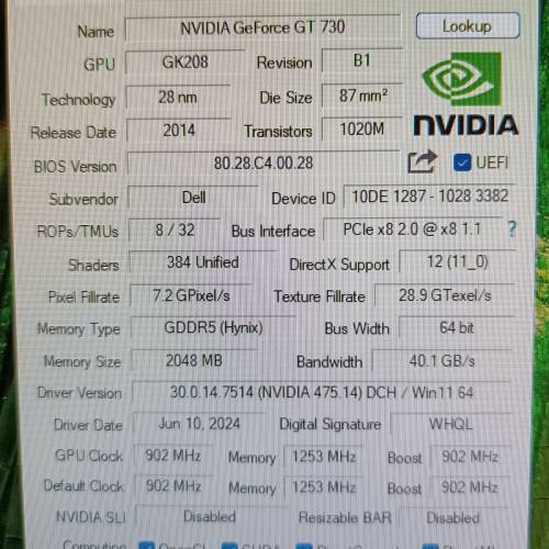 (Dell) Nvidia Geforce GT-730 2G DDR5 半高顯卡, 95% new, 43% off