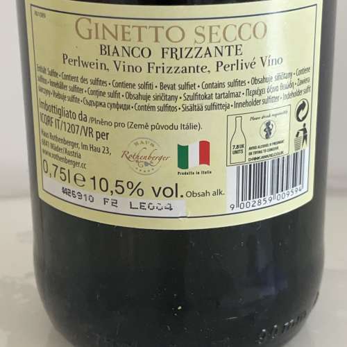 GINETTO Secco Frizzante 氣泡酒