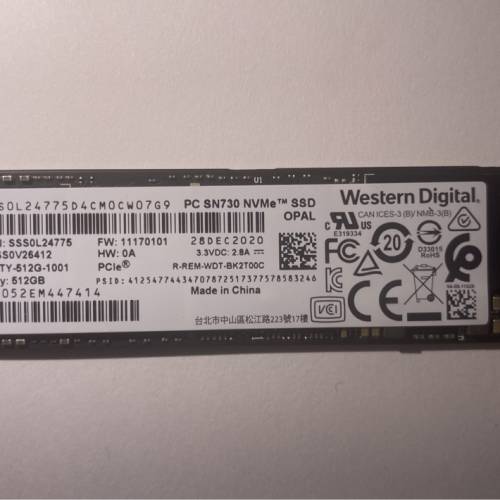 Western Digital WD SN730 512GB m.2 nvme PCIE 3.0 SSD