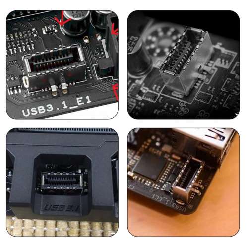 PC Mainboard Type-E Male to Type-C Female + 50cm flat cable bracket