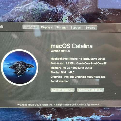 MacBook Pro 15inch Early2013, 16GB 512GB SSD