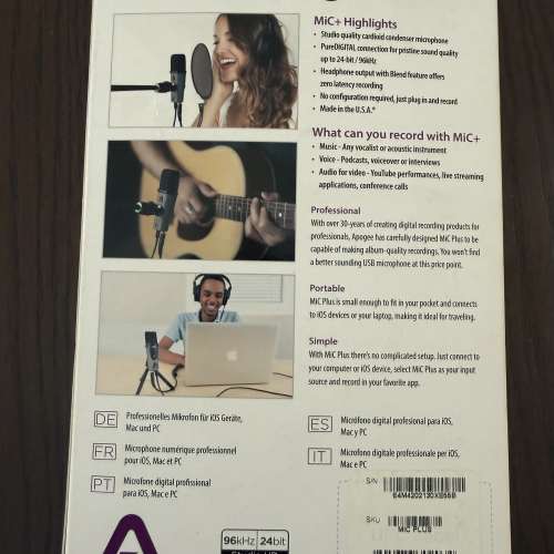 Apogee MiC+ Professional iOS/USB Microphone