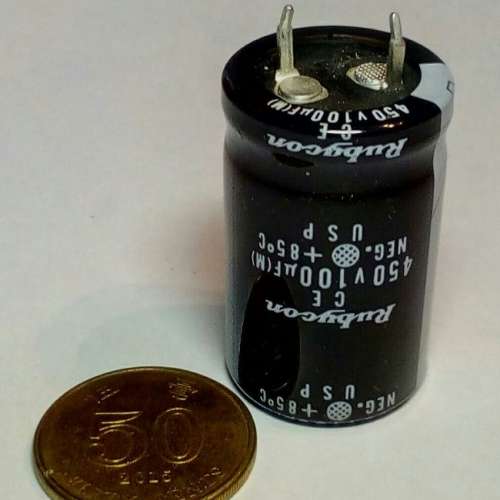 日本高壓電容100uF450V, Rubycon.