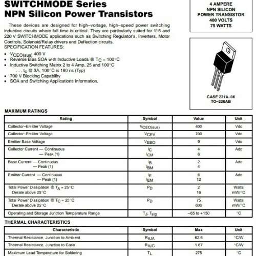 MJE13005, Motorola 三極管 NPN .