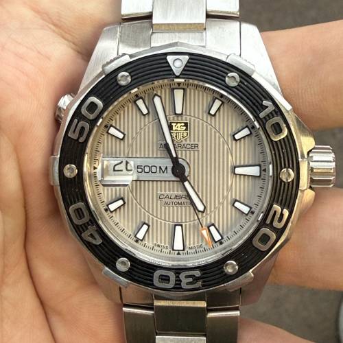 TAG Heuer 泰格豪雅 Aquaracer 500M 潛水錶 43mm 銀面條紋 (WAJ2111) Calibre 5 自...