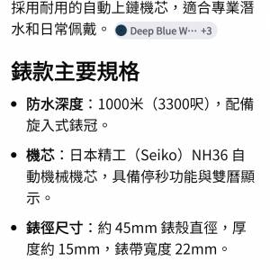 Deep blue 美國專業潜水錶1000米防水