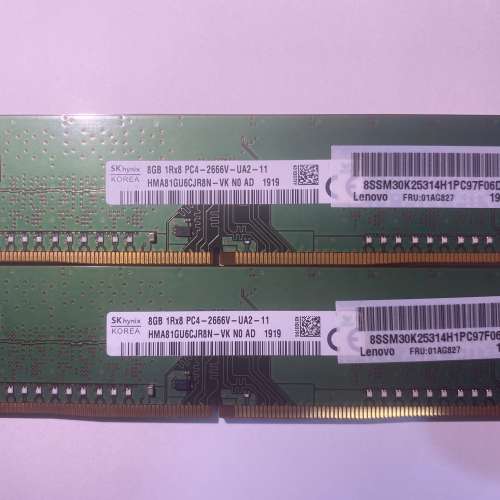 SK Hynix 8GB DDR4 2666MHz RAM DIMM 一對