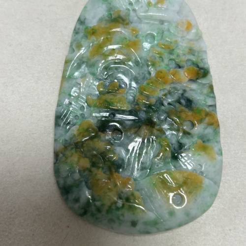 黃加綠翡翠玉掛件