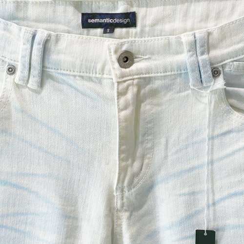 100%全新 日本潮牌 Semantic Design Jeans 男裝牛仔褲 彎刀褲 札染藍白色 Smart Ca...