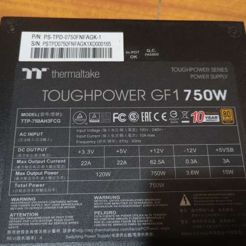 Thermaltake Toughpower GF1 750W 80 Plus Gold
