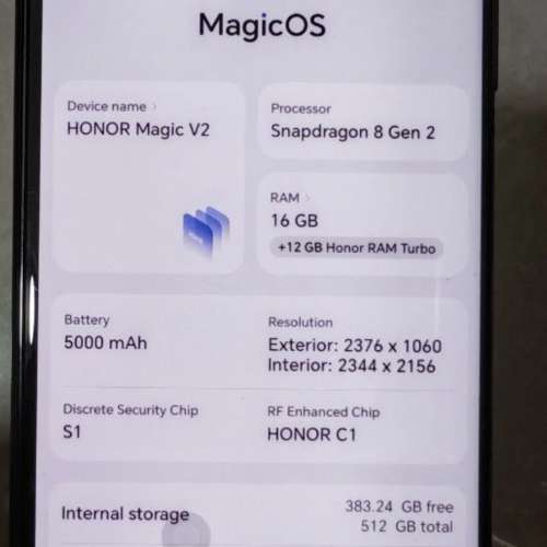 Honor Magic V2 16GB + 512GB Black 5G (Daul sims) HK version full set with box