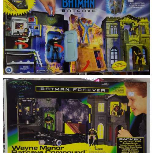 BATMAN 蝙蝠俠 MATTEL BATCAVE PLAYSET / KENNER WAYNE MANOR BATCAVE COMPOUND PL...
