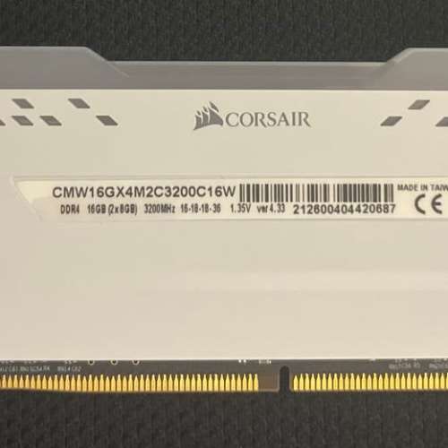 Corsair Vengeance RGB Pro 8GB 3200 DDR4 RAM 一條