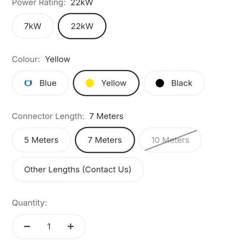 EV life EV cable (yellow, 22kw, 7m)