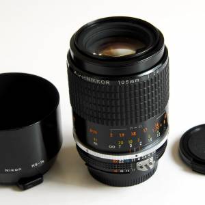 Nikon 105mm f2.8 Micro-nikkor AI-S 原廠 HS-14金屬遮光罩 95% new