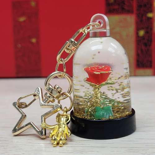 (情人節必備)《小王子的玫瑰》黃金流沙匙扣 情人節/表白心意禮物 生日禮物