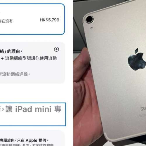 5G 版iPad mini7 128gb，電池健康度100，全套齊送碳纖維機殼！4000不議！