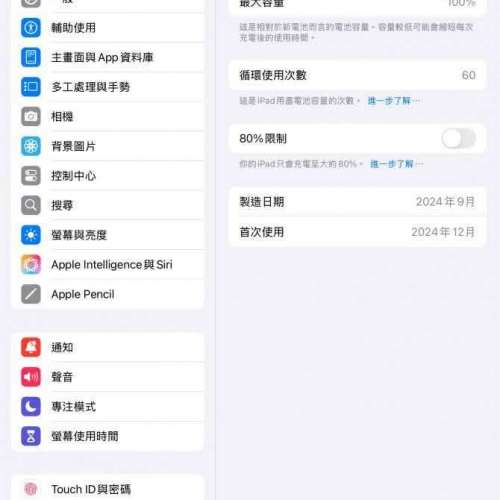 5G 版iPad mini7 128gb，電池健康度100，全套齊送碳纖維機殼！4000不議！