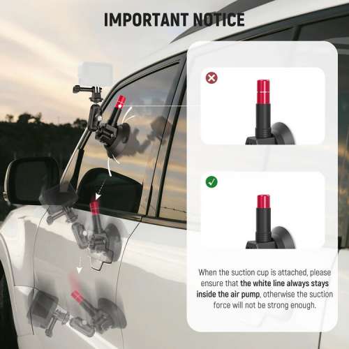 Neewer CA136 Triple Suction Cup Extension Pole Car Mount Kit