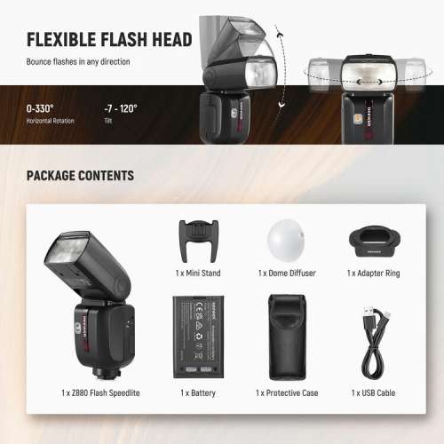 Neewer Z880-N TTL Camera Flash Speedlite for Nikon (Diffuser Kit)