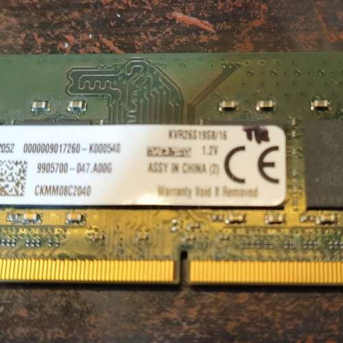 Kingston 手提電腦 Ram 16GB (16GB x 1) DDR4 2666