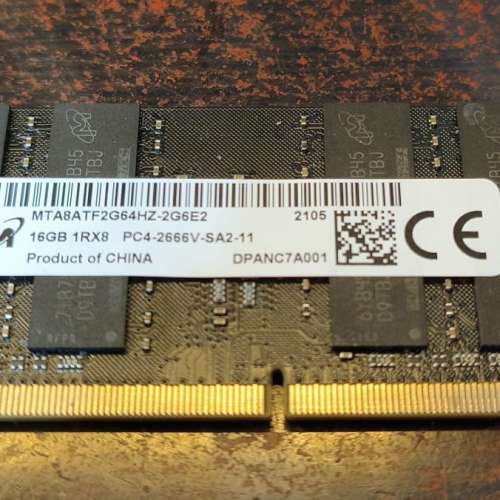 美光 手提電腦 Ram 16GB (16GB x 1) DDR4 2666