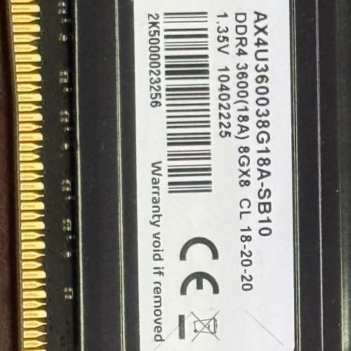 XPG GAMMIX D10 DDR4 3600MHz 8GB RAM &times;2