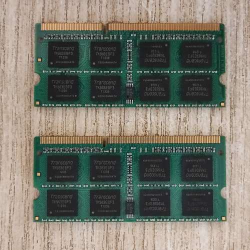 兩條 Transcend 8GB DDR3 1600 筆記簿電腦 RAM
