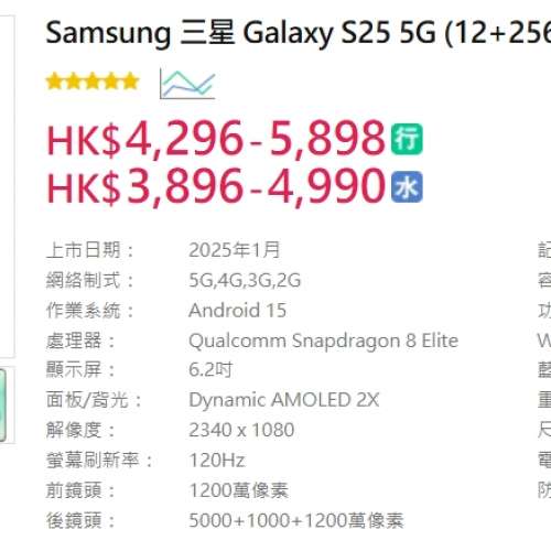 Samsung 三星 Galaxy S25 S9310 5G (12+256GB) 綠色 99%新