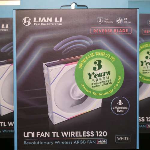 全新 LIAN LI UNI FAN TL120 Wireless 120mm ARGB (白色單風扇裝x3)
