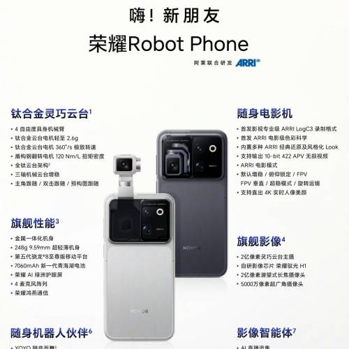 【國恒商城】▋▋Honor 榮耀Robot Phone  ▋▋機械臂雲台，兩億像素 ARRI 隨身電影...