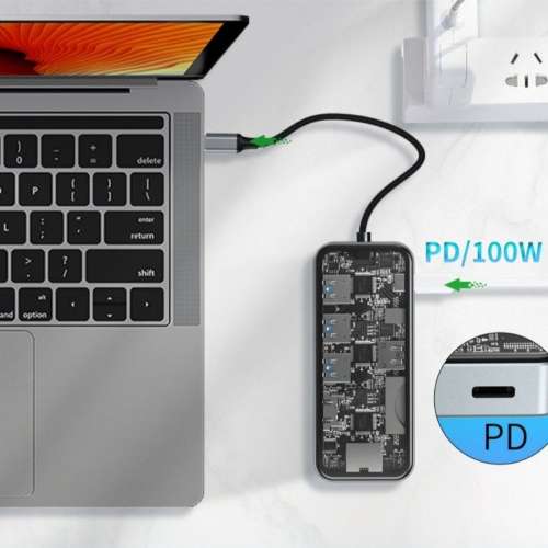 USB C 10合1多功能集線器 4K HDMI SD Card Reader 支援PD快速充電